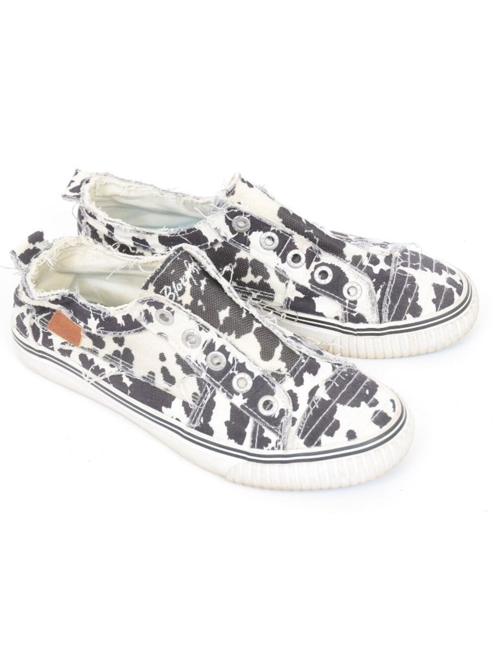 Blowfish Malibu Women's 8.5 Black White Splatter Canvas Sneaker Slip On Shoes